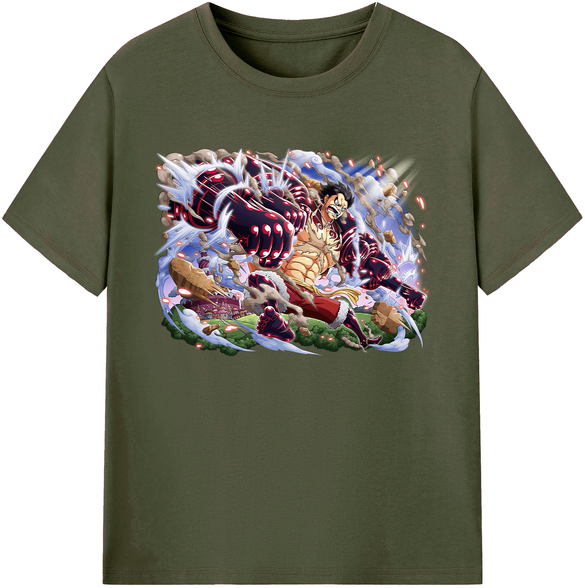 ワンピース モンキー・D・ルフィ ONE PIECE Monkey D. Luffy 綿100％ メンズ半袖Tシャツ｜肌触りやわらか＆通気性